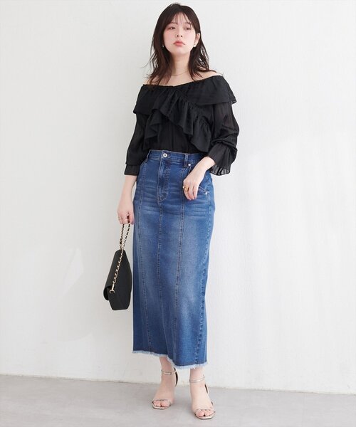ストレートデニムタイトスカート（デニムスカート）｜natural couture