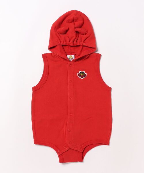 HYSTERIC MINI（ヒステリックミニ）の「DEVILKIN 裏毛ロンパース（ロンパース・キッズ・レッド/ブラック・FREE）」の2枚目の写真