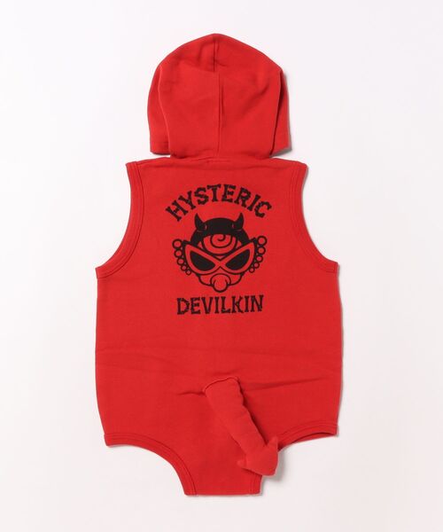 HYSTERIC MINI（ヒステリックミニ）の「DEVILKIN 裏毛ロンパース（ロンパース・キッズ・レッド/ブラック・FREE）」の4枚目の写真