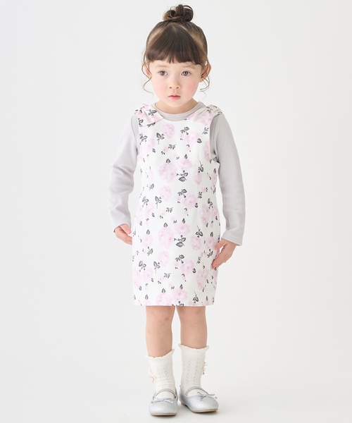 petit main(프티 마인)의 「【링크】어깨 리본 장스 카세트(점퍼 스커트)」｜핑크