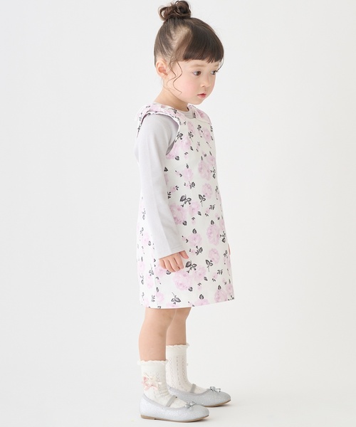 petit main(プティマイン)の「【リンク】肩リボンジャンスカセット(ジャンパースカート・キッズ・アイボリー/ピンク/ネイビー・120cm/100cm/80cm/110cm/130cm/90cm)」の4枚目の写真