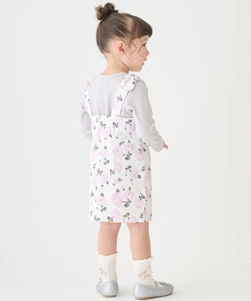 petit main(プティマイン)の「【リンク】肩リボンジャンスカセット(ジャンパースカート・キッズ・アイボリー/ピンク/ネイビー・120cm/100cm/80cm/110cm/130cm/90cm)」の5枚目の写真