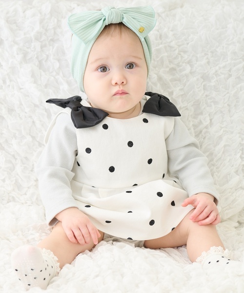 petit main(プティマイン)の「【リンク】肩リボンジャンスカセット(ジャンパースカート・キッズ・アイボリー/ピンク/ネイビー・120cm/100cm/80cm/110cm/130cm/90cm)」の8枚目の写真