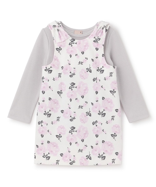 petit main(プティマイン)の「【リンク】肩リボンジャンスカセット(ジャンパースカート・キッズ・アイボリー/ピンク/ネイビー・120cm/100cm/80cm/110cm/130cm/90cm)」の9枚目の写真