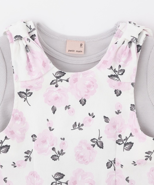 petit main(プティマイン)の「【リンク】肩リボンジャンスカセット(ジャンパースカート・キッズ・アイボリー/ピンク/ネイビー・120cm/100cm/80cm/110cm/130cm/90cm)」の12枚目の写真