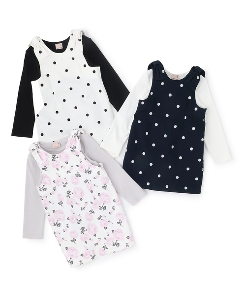 petit main(プティマイン)の「【リンク】肩リボンジャンスカセット(ジャンパースカート・キッズ・アイボリー/ピンク/ネイビー・120cm/100cm/80cm/110cm/130cm/90cm)」の19枚目の写真