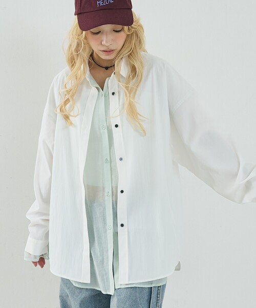 NOMINE(ノミネ)の「レイヤード シャツ(シャツ/ブラウス・レディース・ホワイト/モカ/チャコールグレー・フリー)」の1枚目の写真