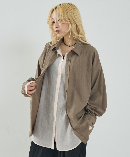 NOMINE(ノミネ)の「レイヤード シャツ(シャツ/ブラウス・レディース・ホワイト/モカ/チャコールグレー・フリー)」の12枚目の写真