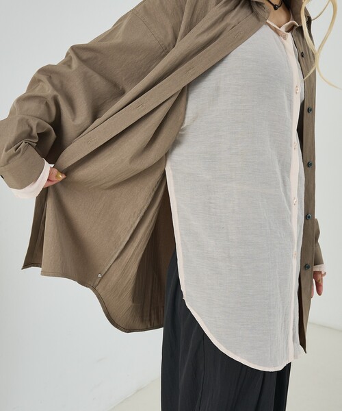 NOMINE(ノミネ)の「レイヤード シャツ(シャツ/ブラウス・レディース・ホワイト/モカ/チャコールグレー・フリー)」の22枚目の写真