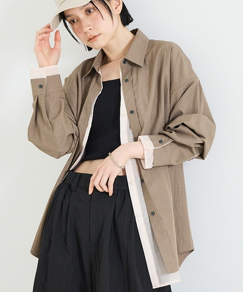 NOMINE(ノミネ)の「レイヤード シャツ(シャツ/ブラウス・レディース・ホワイト/モカ/チャコールグレー・フリー)」の3枚目の写真