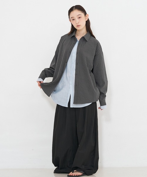 NOMINE(ノミネ)の「レイヤード シャツ(シャツ/ブラウス・レディース・ホワイト/モカ/チャコールグレー・フリー)」の6枚目の写真