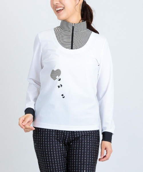 Picone CLUB(ピッコーネクラブ)の「レイヤード風UV冷感プルオーバー(Tシャツ/カットソー・レディース・ライトブルー/ネイビー/イエロー/ホワイト・13号/11号/9号)」の1枚目の写真