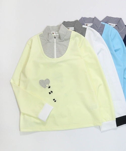 Picone CLUB(ピッコーネクラブ)の「レイヤード風UV冷感プルオーバー(Tシャツ/カットソー・レディース・ライトブルー/ネイビー/イエロー/ホワイト・13号/11号/9号)」の4枚目の写真