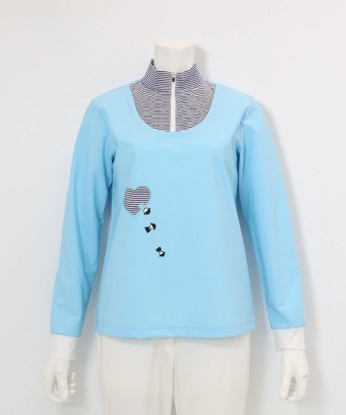 Picone CLUB(ピッコーネクラブ)の「レイヤード風UV冷感プルオーバー(Tシャツ/カットソー・レディース・ライトブルー/ネイビー/イエロー/ホワイト・13号/11号/9号)」の2枚目の写真
