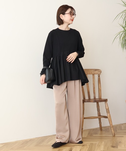 AMERICAN HOLIC（アメリカンホリック）の「布帛切替ペプラムプルオーバー（Tシャツ/カットソー・レディース・ブルー/オフホワイト/ブラック・L/M）」の14枚目の写真