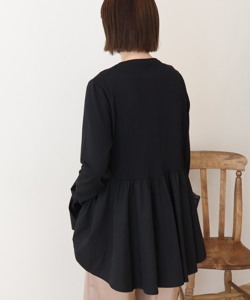 AMERICAN HOLIC（アメリカンホリック）の「布帛切替ペプラムプルオーバー（Tシャツ/カットソー・レディース・ブルー/オフホワイト/ブラック・L/M）」の17枚目の写真