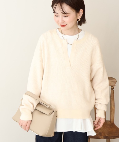 AMERICAN HOLIC（アメリカンホリック）の「布帛切替ペプラムプルオーバー（Tシャツ/カットソー・レディース・ブルー/オフホワイト/ブラック・L/M）」の6枚目の写真