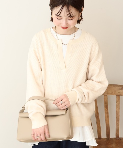 AMERICAN HOLIC（アメリカンホリック）の「布帛切替ペプラムプルオーバー（Tシャツ/カットソー・レディース・ブルー/オフホワイト/ブラック・L/M）」の9枚目の写真