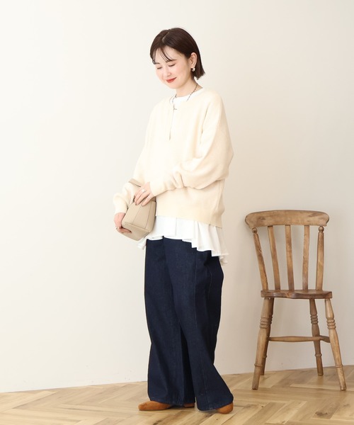 AMERICAN HOLIC（アメリカンホリック）の「布帛切替ペプラムプルオーバー（Tシャツ/カットソー・レディース・ブルー/オフホワイト/ブラック・L/M）」の11枚目の写真