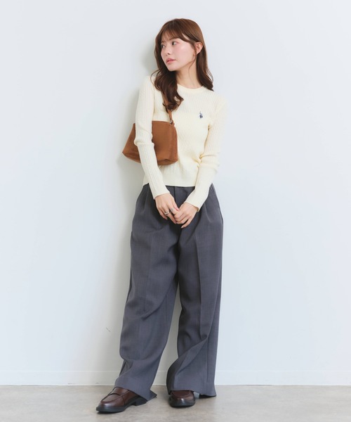 U.S. POLO ASSN.（ユーエスポロアッスン）の「【U.S. POLO ASSN./ユーエスポロアッスン】ロゴ刺繍 ケーブル編み 長袖ニット（ニット/セーター・レディース・ピンク/ネイビー/アイボリー/杢グレー・M/L/LL）」の12枚目の写真