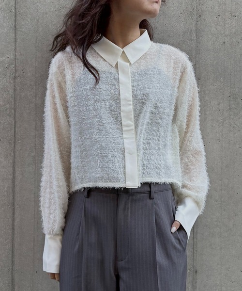 &g'aime(アンジェム)の「【&g'aime 】フェザーテールカットシャツ Feather Tail-Cut Shirt(シャツ/ブラウス・レディース・ブラック/グレー/ホワイト・FREE)」の2枚目の写真