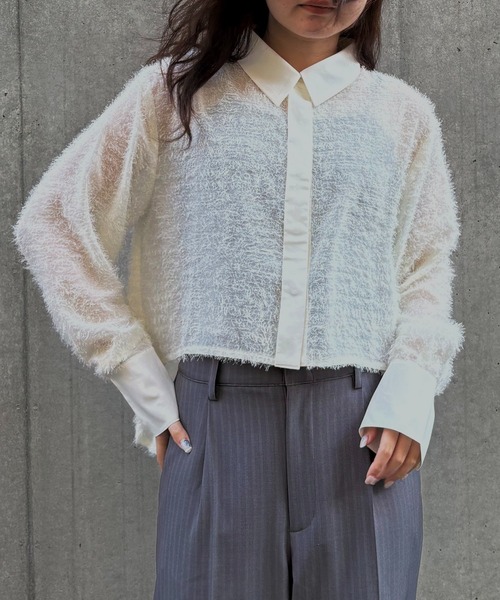 &g'aime(アンジェム)の「【&g'aime 】フェザーテールカットシャツ Feather Tail-Cut Shirt(シャツ/ブラウス・レディース・ブラック/グレー/ホワイト・FREE)」の5枚目の写真