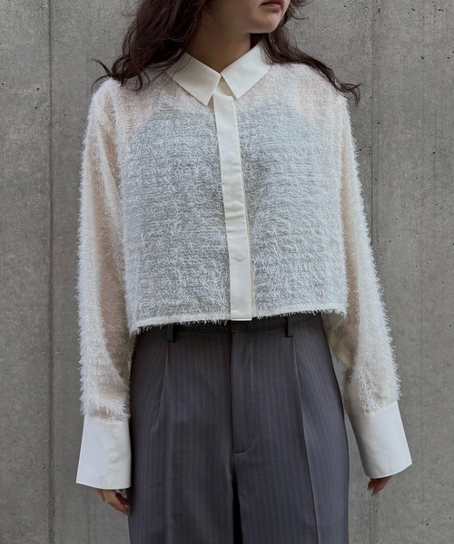 &g'aime(アンジェム)の「【&g'aime 】フェザーテールカットシャツ Feather Tail-Cut Shirt(シャツ/ブラウス・レディース・ブラック/グレー/ホワイト・FREE)」の6枚目の写真