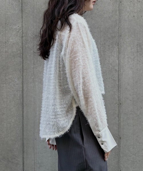 &g'aime(アンジェム)の「【&g'aime 】フェザーテールカットシャツ Feather Tail-Cut Shirt(シャツ/ブラウス・レディース・ブラック/グレー/ホワイト・FREE)」の8枚目の写真