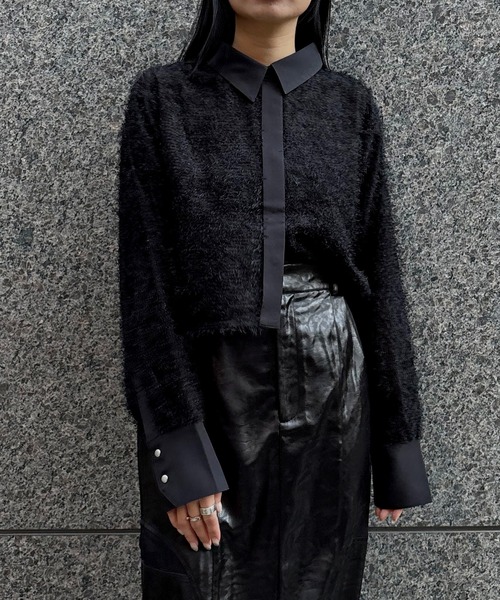 &g'aime(アンジェム)の「【&g'aime 】フェザーテールカットシャツ Feather Tail-Cut Shirt(シャツ/ブラウス・レディース・ブラック/グレー/ホワイト・FREE)」の15枚目の写真