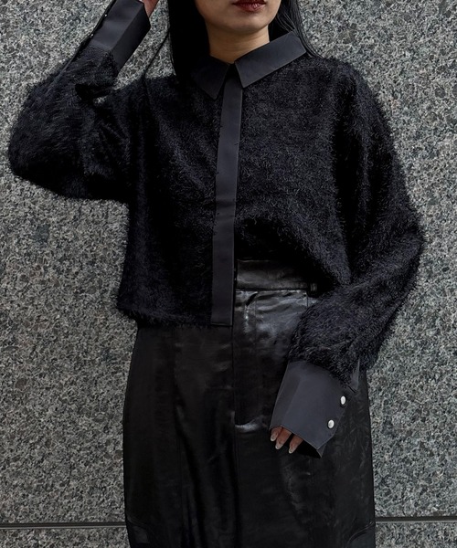 &g'aime(アンジェム)の「【&g'aime 】フェザーテールカットシャツ Feather Tail-Cut Shirt(シャツ/ブラウス・レディース・ブラック/グレー/ホワイト・FREE)」の17枚目の写真