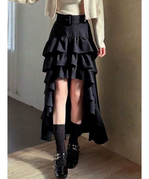 RESEXXY（リゼクシー）の「ランダムフリルボリュームスカート（スカート・レディース・チャコールグレー/ブラック/その他1・FREE）」の2枚目の写真