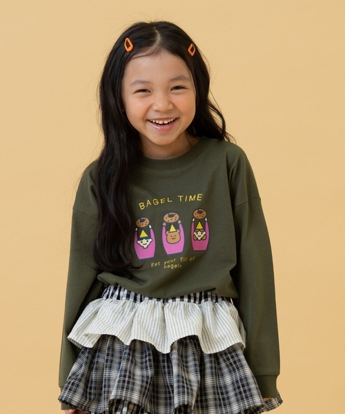 and D. petit main（アンドディープティマイン）の「【親子リンク】【365D】OFUZAKEおにいちゃんロンT（Tシャツ/カットソー・キッズ・カーキ/ライトグレー/ベージュ系その他/ホワイト・110cm/140cm/120cm/130cm/100cm/90cm）」の4枚目の写真