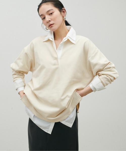 LARUTA（ラルータ）の「【LARUTA】ポロスウェットカットソープルオーバー（Tシャツ/カットソー・レディース・アイボリー/グレイッシュベージュ/ネイビー・FREE）」の2枚目の写真