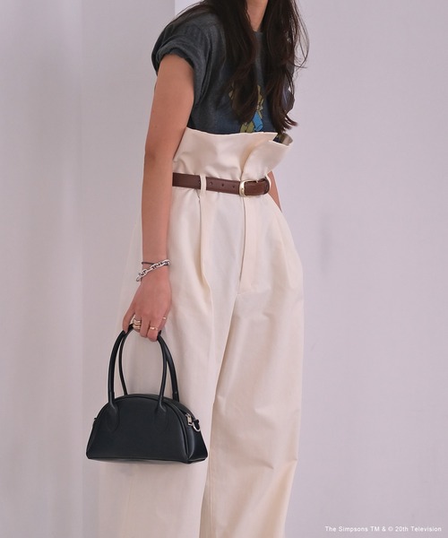 AKTE（アクテ）の「ペーパーバックウエストベルトパンツ（その他パンツ・レディース・ホワイト/ブラック・2/2T）」の4枚目の写真