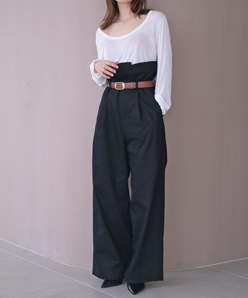 AKTE（アクテ）の「ペーパーバックウエストベルトパンツ（その他パンツ・レディース・ホワイト/ブラック・2/2T）」の12枚目の写真