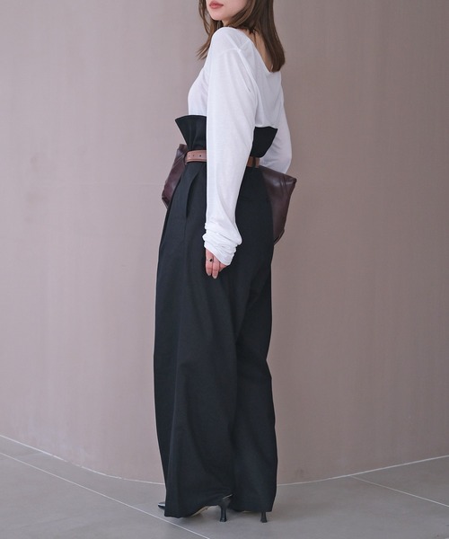 AKTE（アクテ）の「ペーパーバックウエストベルトパンツ（その他パンツ・レディース・ホワイト/ブラック・2/2T）」の15枚目の写真