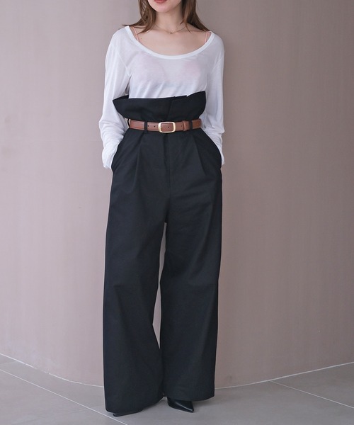 AKTE（アクテ）の「ペーパーバックウエストベルトパンツ（その他パンツ・レディース・ホワイト/ブラック・2/2T）」の16枚目の写真