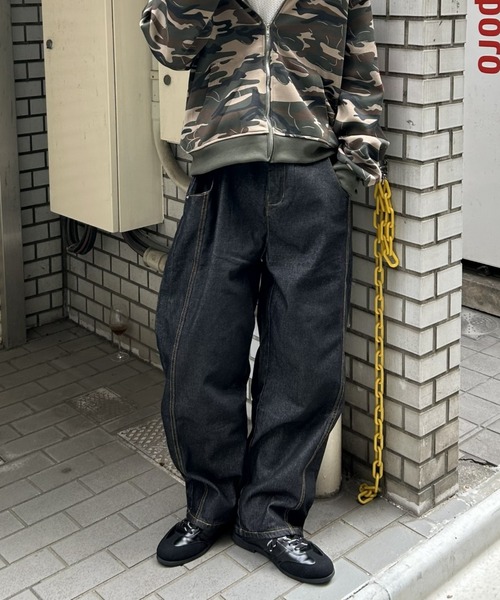 B.R.U(ブル)の「インディゴステッチワイドデニム(デニムパンツ・メンズ・インディゴブルー・SMALL/MEDIUM/LARGE)」の8枚目の写真