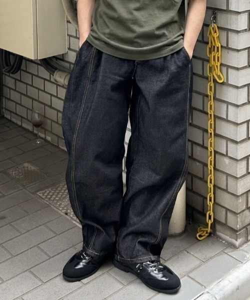 B.R.U(ブル)の「インディゴステッチワイドデニム(デニムパンツ・メンズ・インディゴブルー・SMALL/MEDIUM/LARGE)」の9枚目の写真