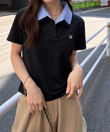 レイヤード襟付きトップス