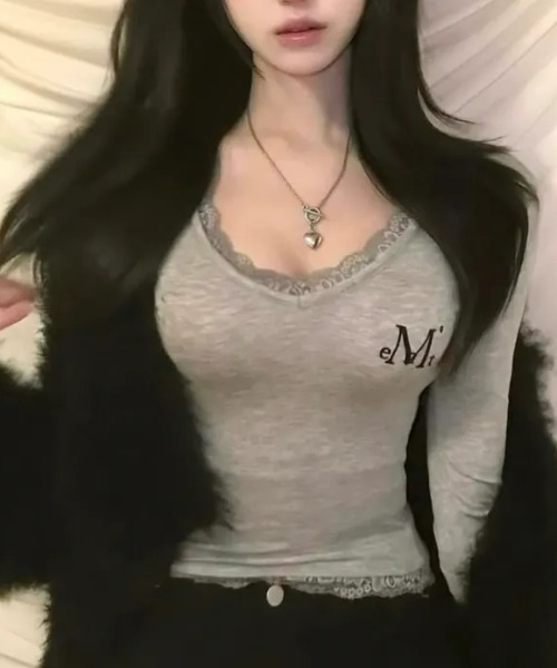 MUCENT(ムセント)の「◇MUCENT◇ブランド直輸入正規品/SUNNIOR LACE V-NECK LONG SLEEVE T サニアレースVネック長袖Tシャツ(Tシャツ/カットソー・レディース・ブラック/グレー/ホワイト・FREE)」の17枚目の写真
