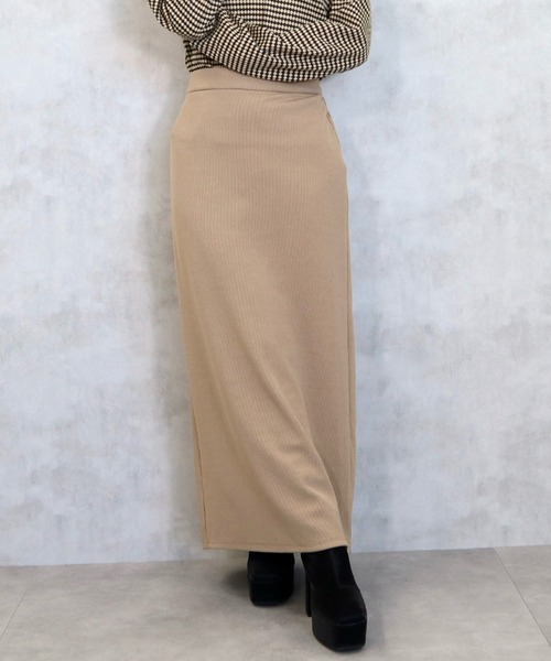 CECIL McBEE（セシルマクビー）の「リブ無地ナロースカート（スカート・レディース・モカ/ブラック/アイボリー・MEDIUM/LARGE）」の3枚目の写真