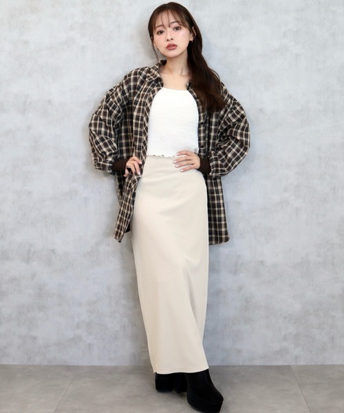 CECIL McBEE（セシルマクビー）の「リブ無地ナロースカート（スカート・レディース・モカ/ブラック/アイボリー・MEDIUM/LARGE）」の16枚目の写真