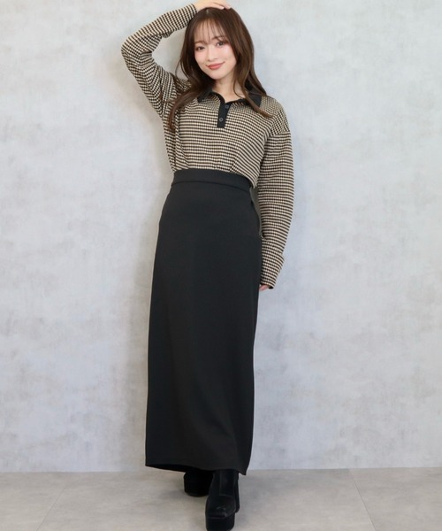 CECIL McBEE（セシルマクビー）の「リブ無地ナロースカート（スカート・レディース・モカ/ブラック/アイボリー・MEDIUM/LARGE）」の8枚目の写真