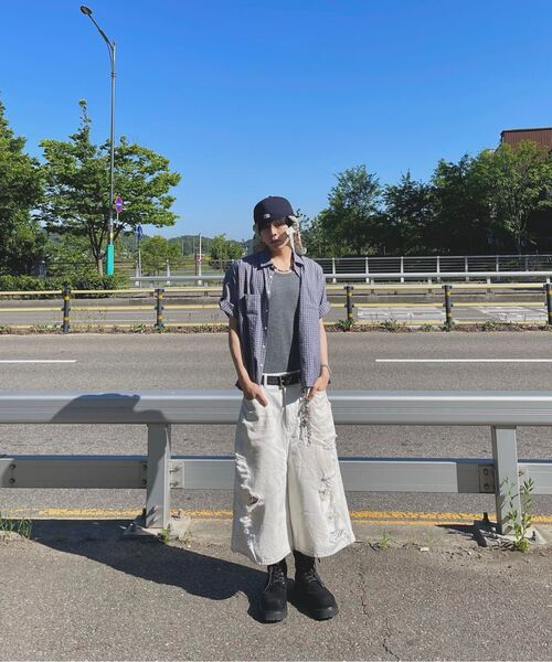 BASEMOMENT（ベースモーメント）の「セミクロップロールアップチェックハーフシャツスティールブルー（シャツ/ブラウス・メンズ・その他・MEDIUM/LARGE）」の12枚目の写真
