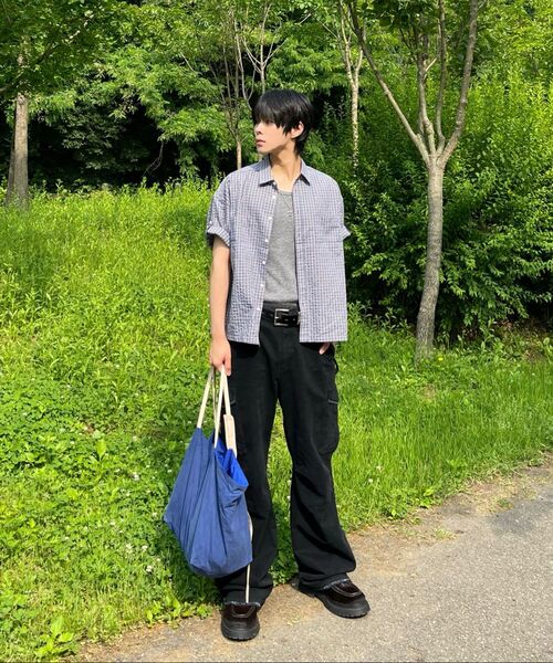 BASEMOMENT（ベースモーメント）の「セミクロップロールアップチェックハーフシャツスティールブルー（シャツ/ブラウス・メンズ・その他・MEDIUM/LARGE）」の16枚目の写真