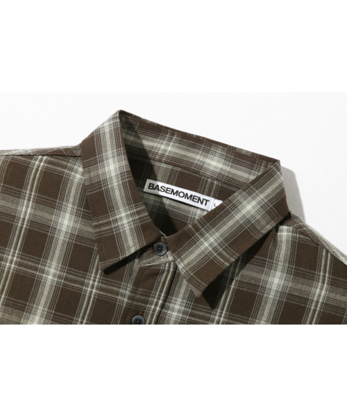 BASEMOMENT(ベースモーメント)の「ソリッドチェックシャツブラウン(シャツ/ブラウス・レディース・その他・MEDIUM)」の3枚目の写真