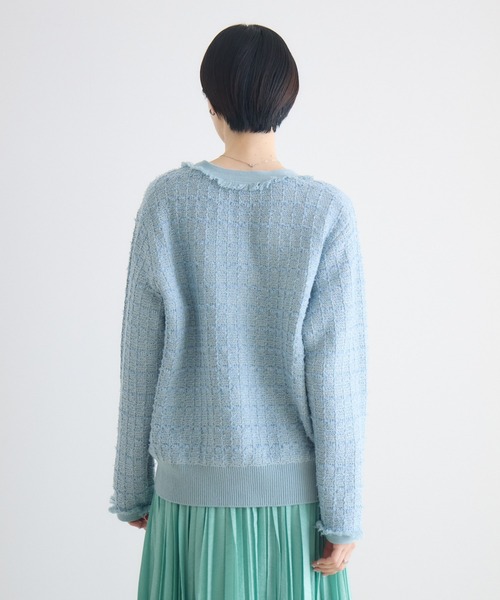 Paradise Picnic（パラダイスピクニック）の「ツイードジャガードVネックカーディガン（カーディガン/ボレロ・レディース・アイボリー/ブラック/ブルー・FREE）」の21枚目の写真