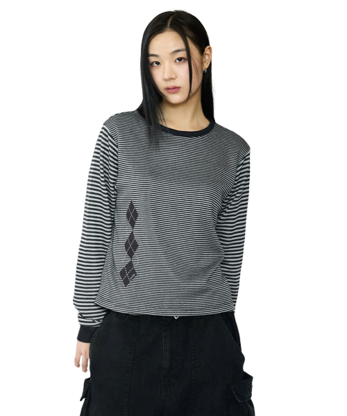 MIM the wardrobe(ミームザワードローブ)の「アーガイルパネルストライプロングスリーブ_ネイビー(Tシャツ/カットソー・レディース・その他・SMALL/LARGE)」の3枚目の写真