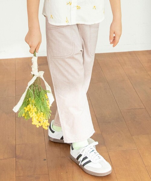 BRANSHES（ブランシェス）の「【爽やかシャンブレー】クロップドパンツ（その他パンツ・キッズ・ベージュ/ネイビー/ブラック/ブルー・150/140/130/110/100/120/90）」の2枚目の写真